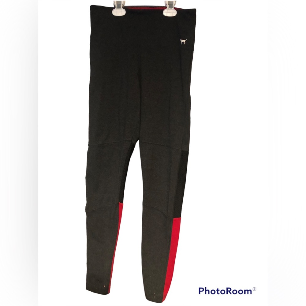 Not for sale. Victoria Secret Pink black and red leggings. Size M.